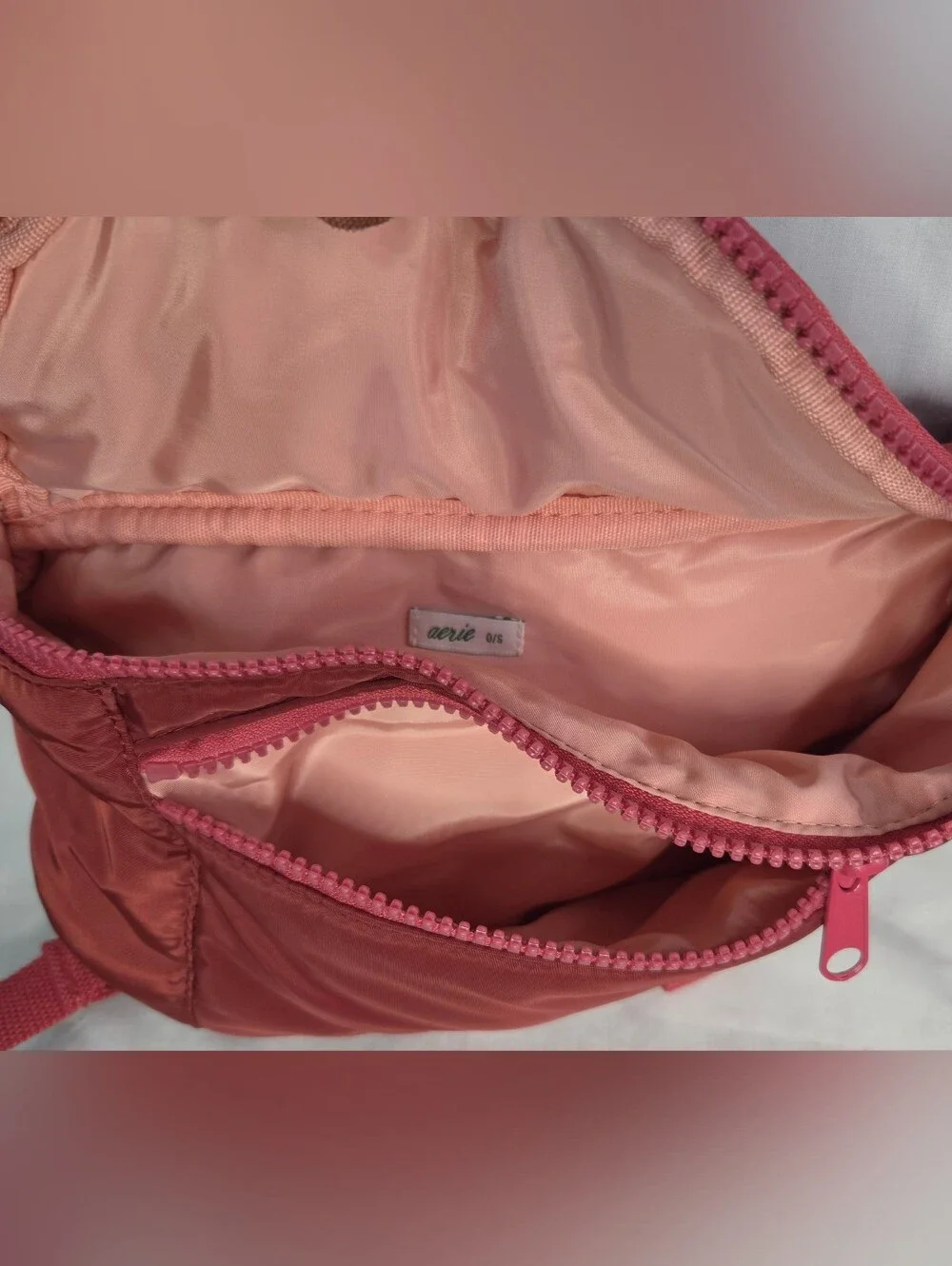AERIE Fanny Pack In A Dusty Rose Colorway With Two Zippered Compartments GUC